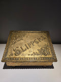 Antique Brass Repoussé Slipper Box – Floral Embossed Fireside Storage Casket