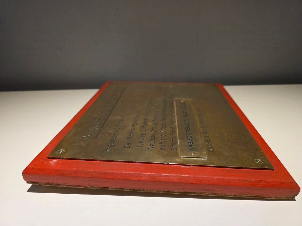 Vintage Nabisco Group Ltd Brass Registered Office Plaque on Wooden Mount – Pension Trust / Company Sign