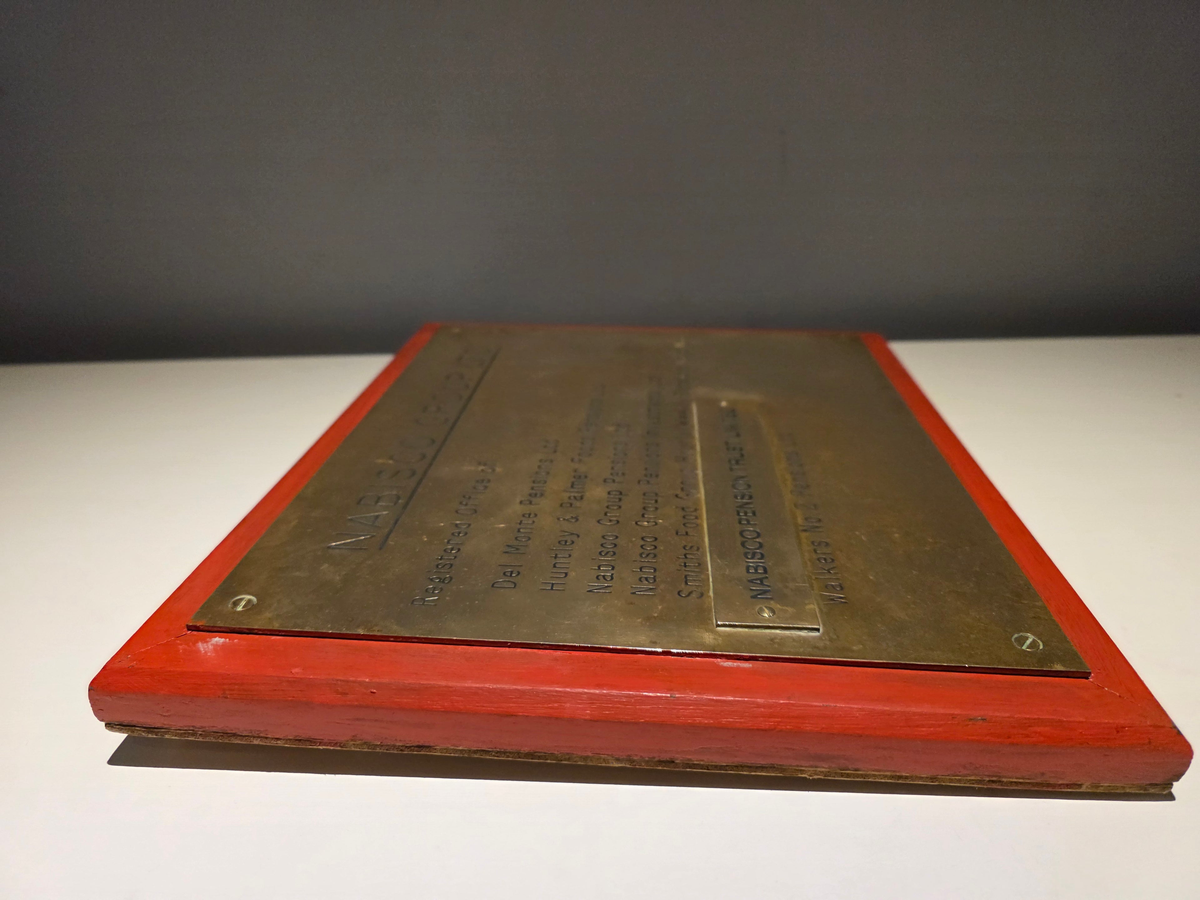 Vintage Nabisco Group Ltd Brass Registered Office Plaque on Wooden Mount – Pension Trust / Company Sign
