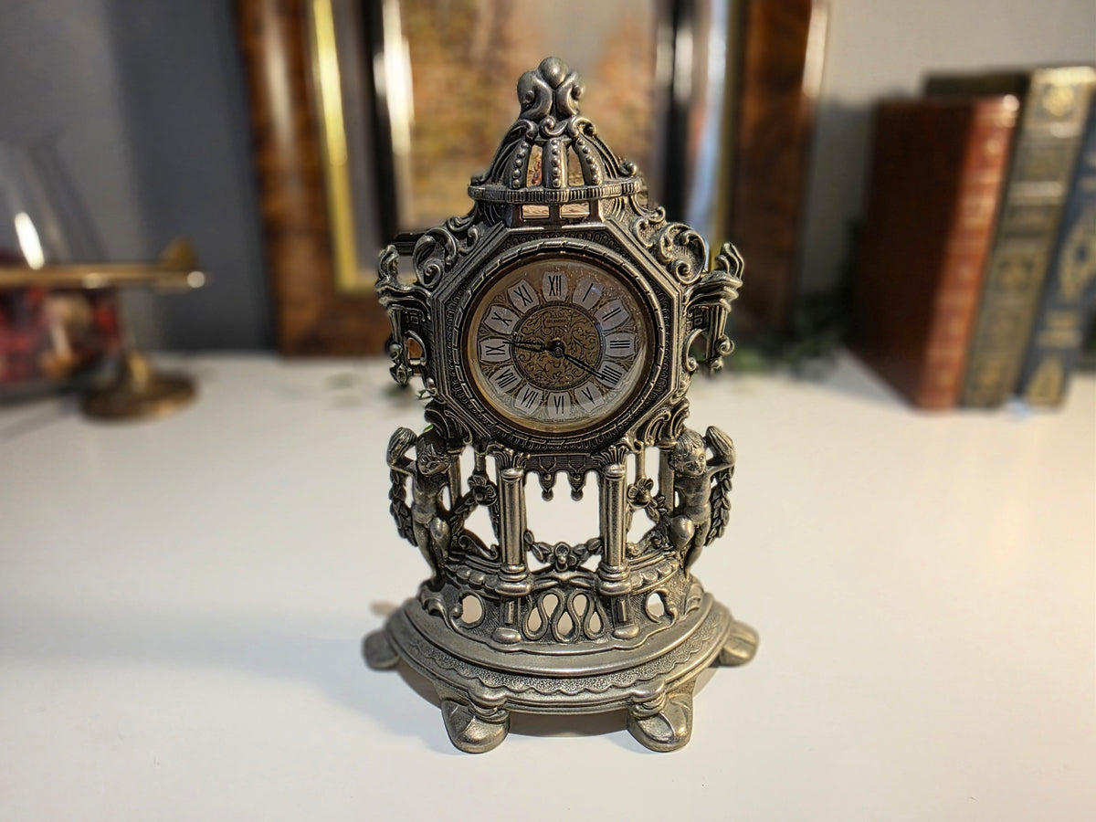 Vintage Splendex West Germany Ornate Wind-Up Mantel Clock – Working Order