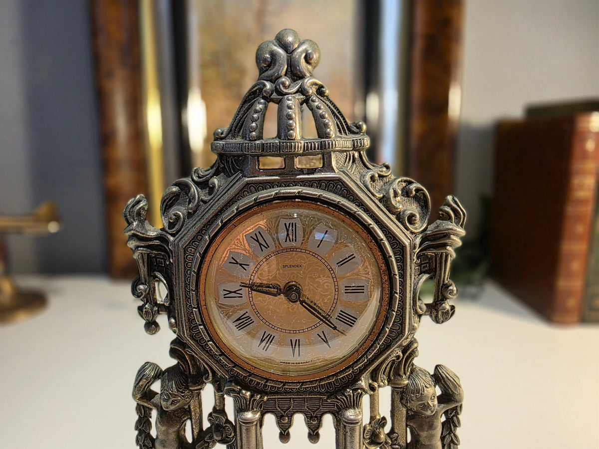 Vintage Splendex West Germany Ornate Wind-Up Mantel Clock – Working Order