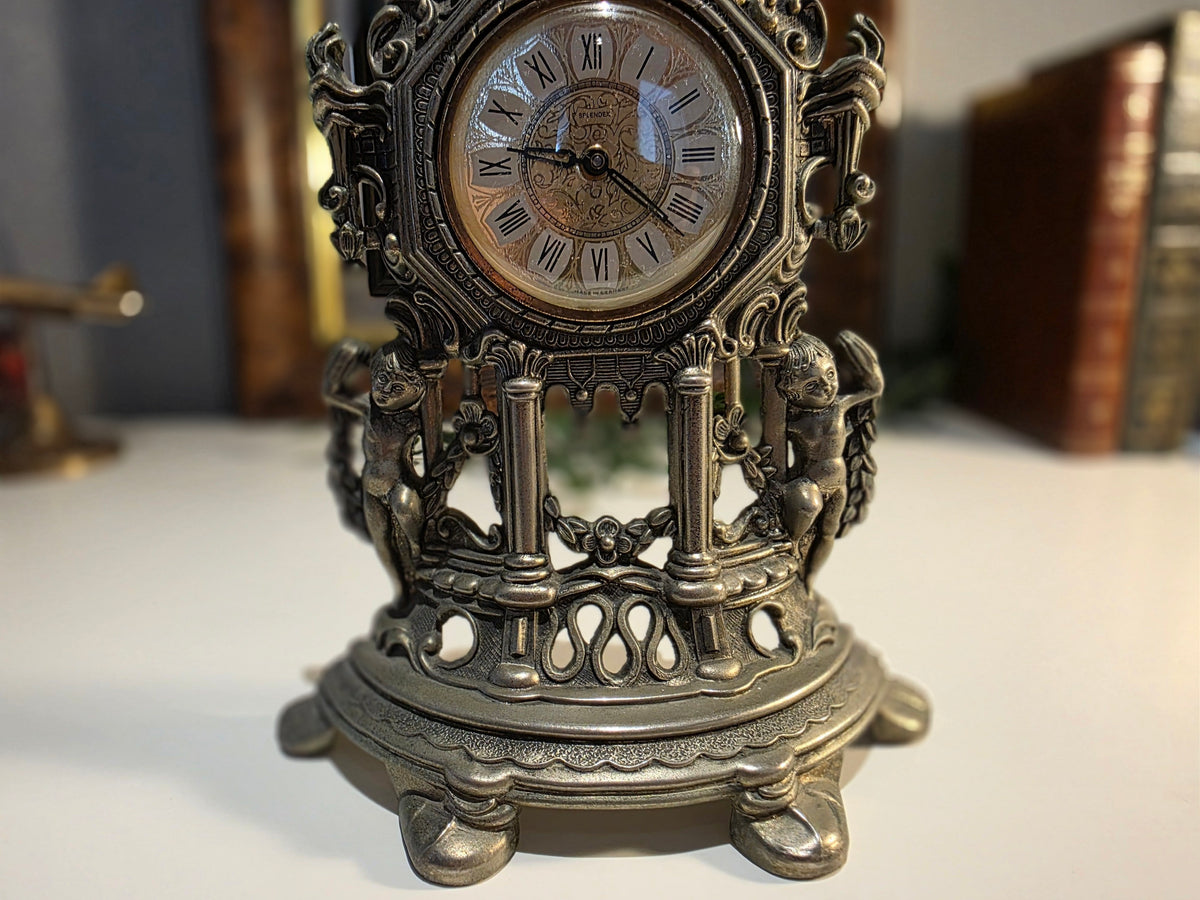 Vintage Splendex West Germany Ornate Wind-Up Mantel Clock – Working Order