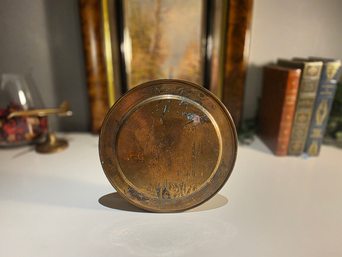 Vintage Brass Engraved Decorative Dish – Intricately Engraved Floral & Foliate Design