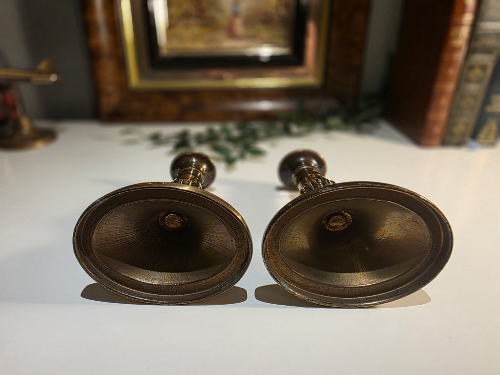 Pair of Antique-Style Brass Candlesticks – Ornate Vintage Brass Candle Holders