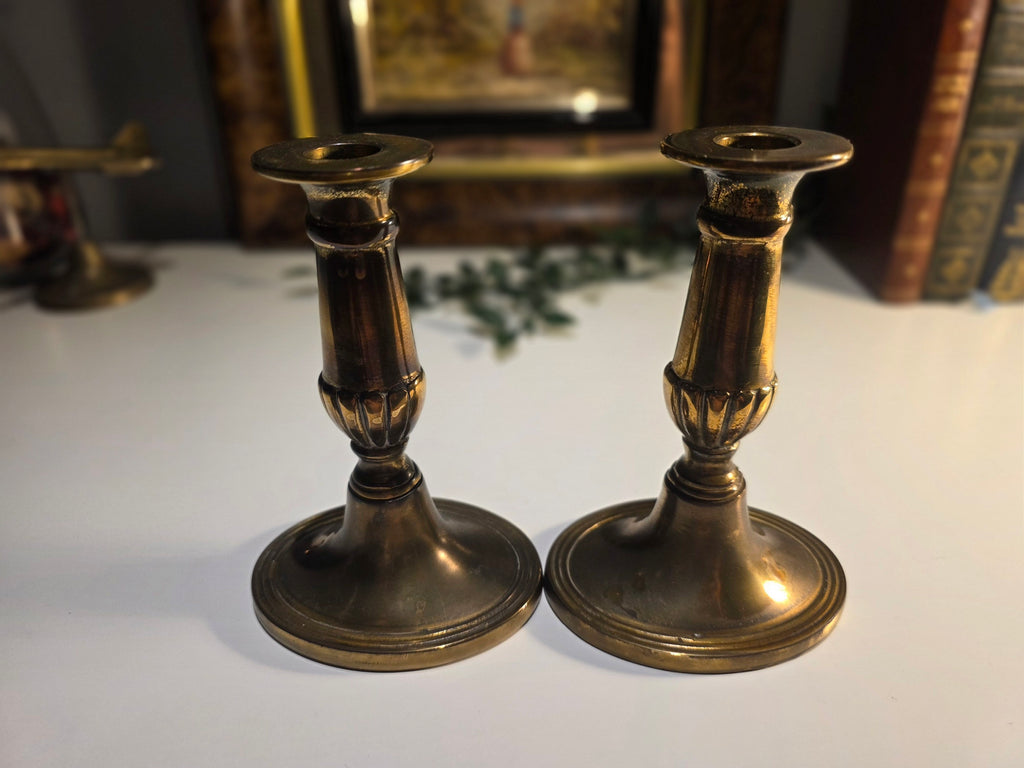 Pair of Antique-Style Brass Candlesticks – Ornate Vintage Brass Candle Holders