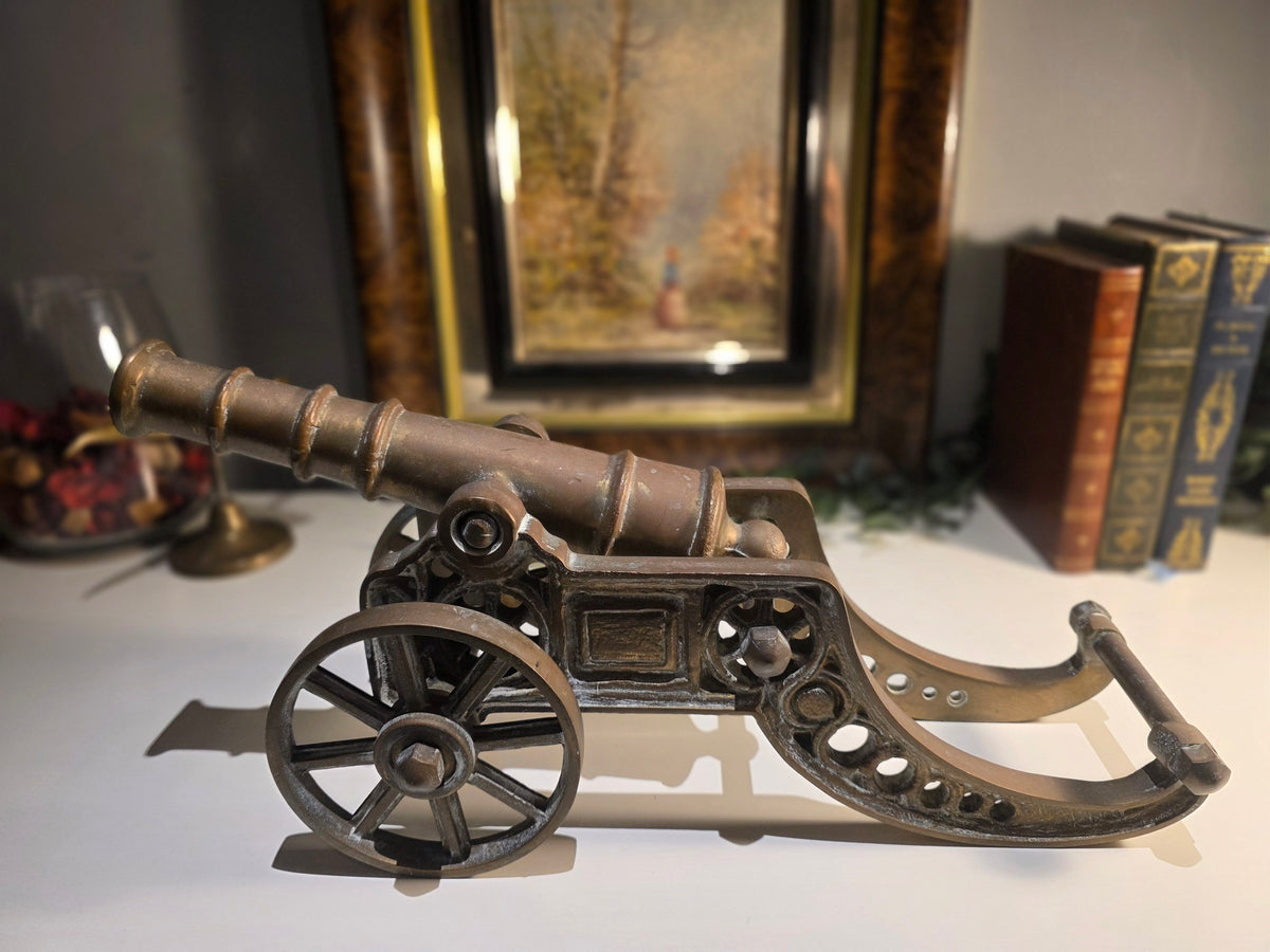 Large 44cm Edwardian Style Solid Brass Display Cannon – Heavy 6.2kg – Nautical Militaria Decor