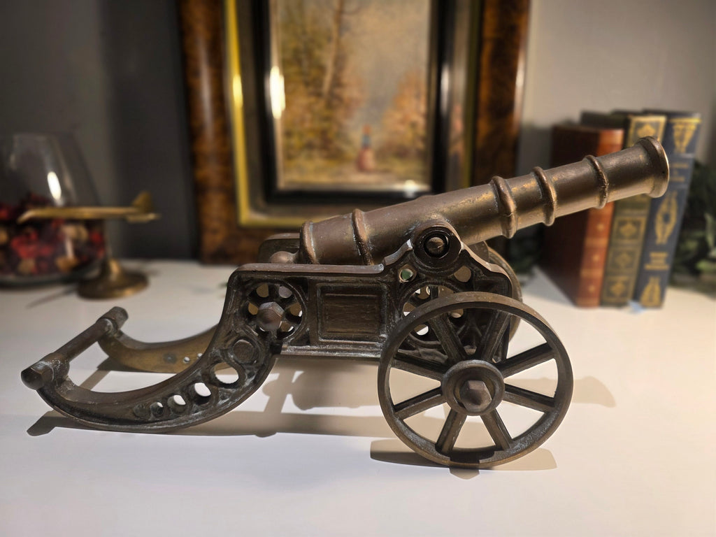 Large 44cm Edwardian Style Solid Brass Display Cannon – Heavy 6.2kg – Nautical Militaria Decor