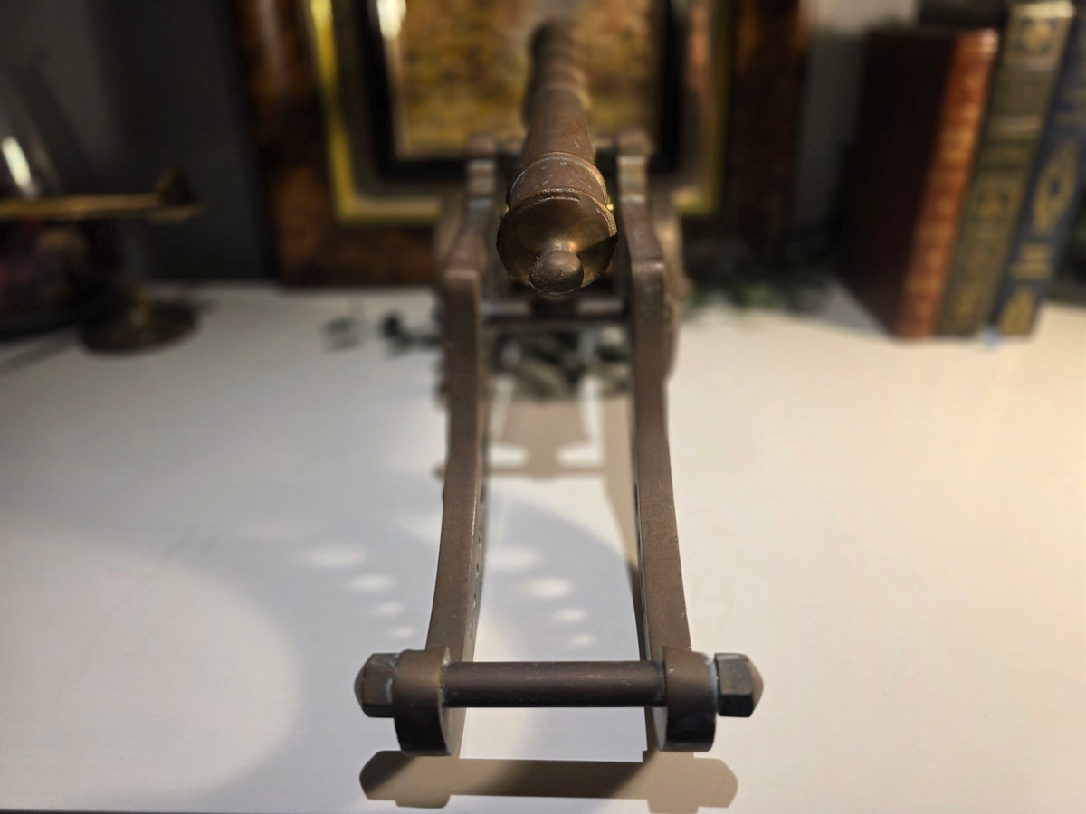 Large 44cm Edwardian Style Solid Brass Display Cannon – Heavy 6.2kg – Nautical Militaria Decor