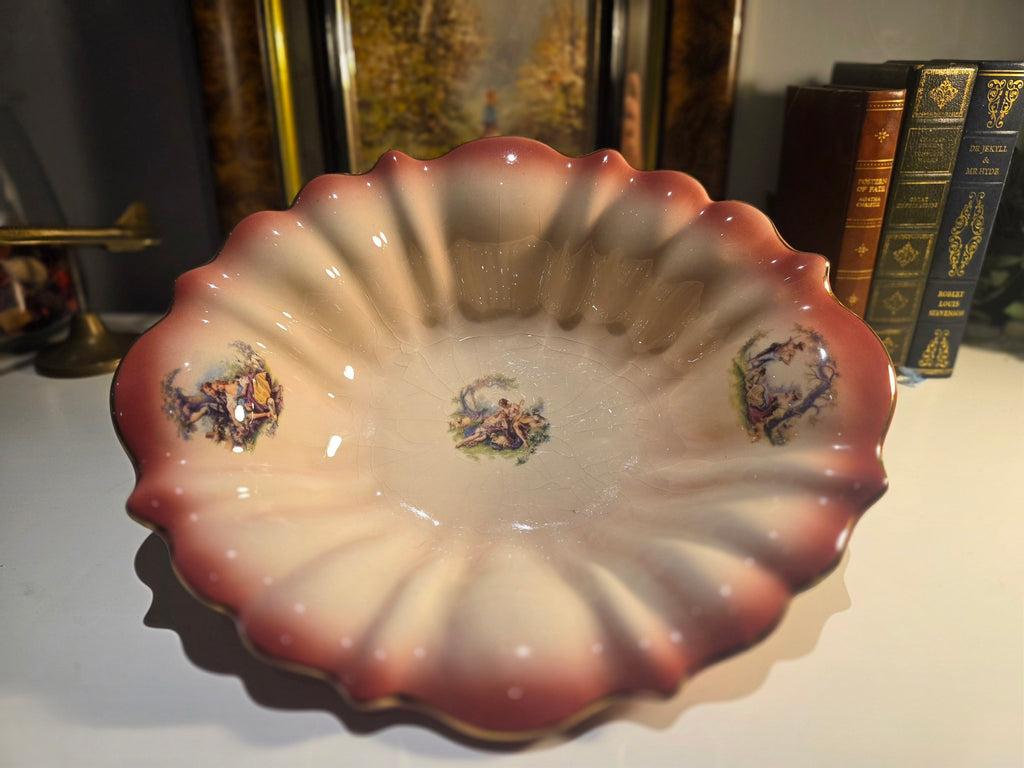K.H Pottery Staffordshire England Floral Ewer and Matching Underplate