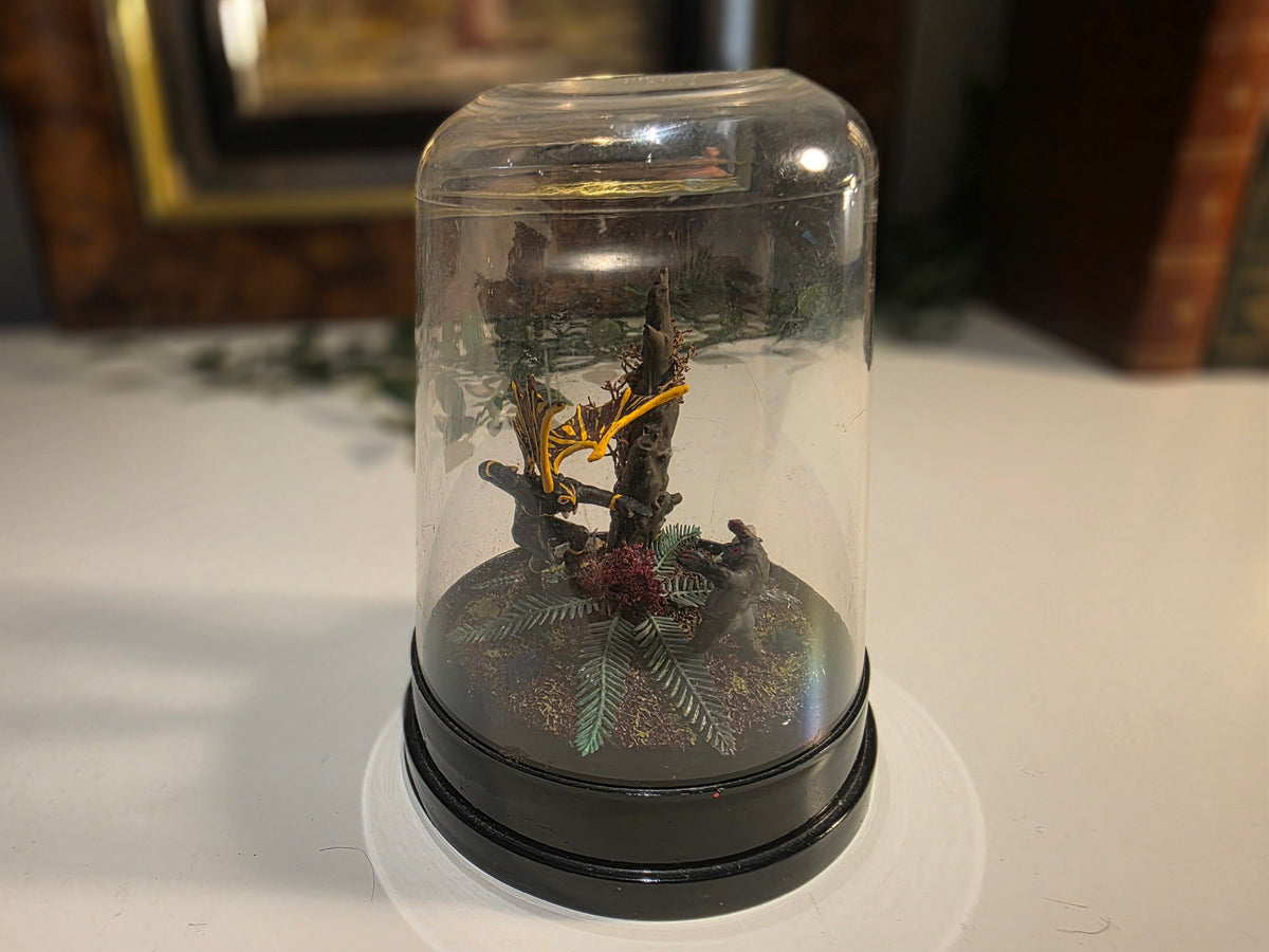 Hand-Painted Fantasy Miniature Diorama in Plastic Display Dome with Black Base