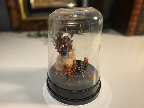 Hand-Painted Fantasy Miniature Diorama in Plastic Display Dome with Black Base