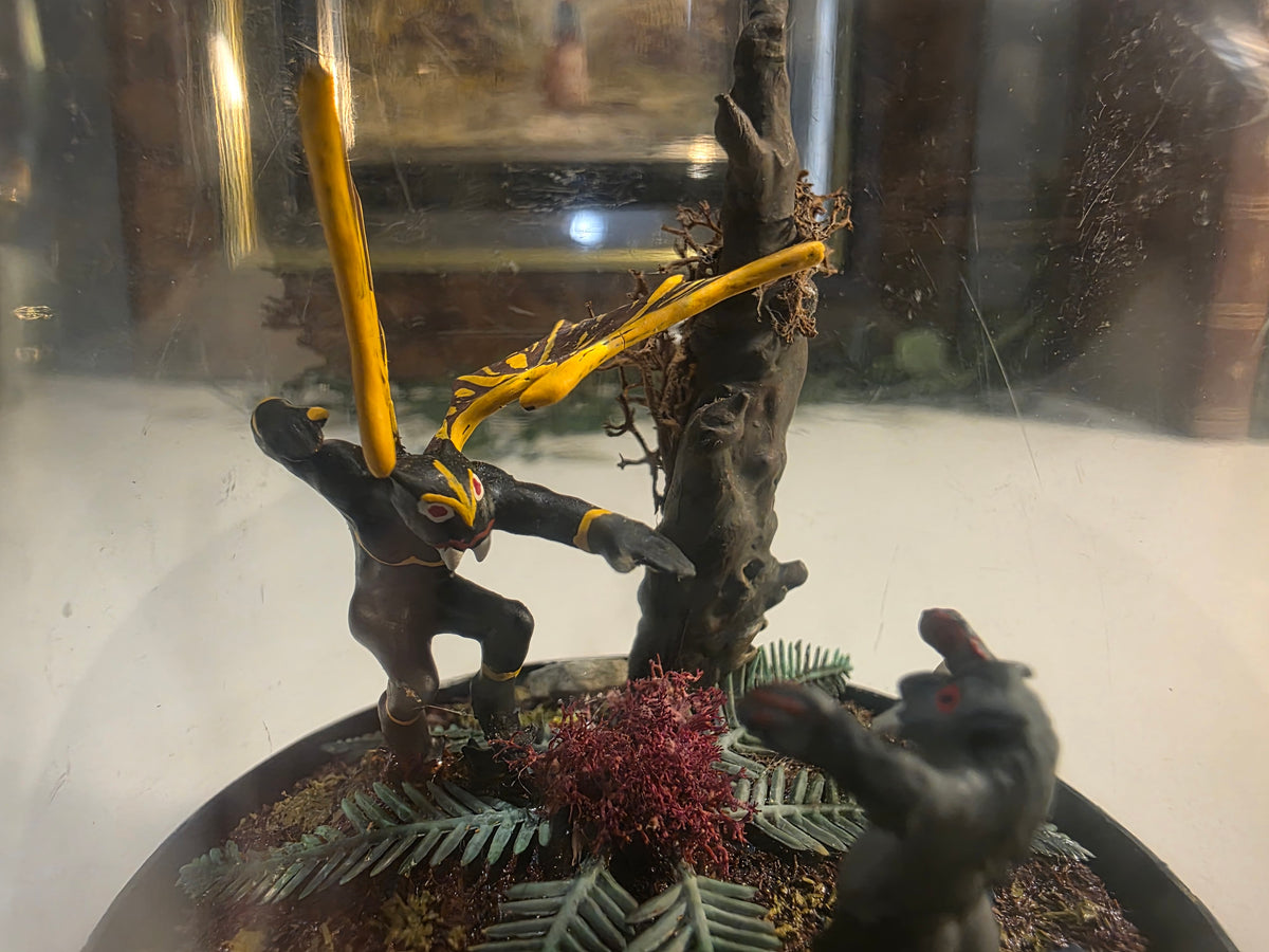 Hand-Painted Fantasy Miniature Diorama in Plastic Display Dome with Black Base
