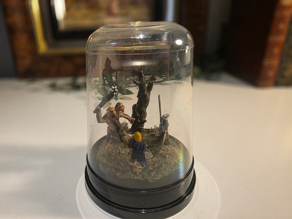 Hand-Painted Fantasy Miniature Diorama in Plastic Display Dome with Black Base
