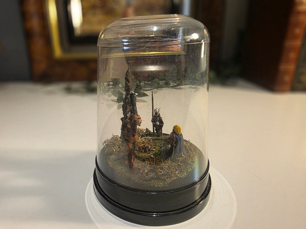 Hand-Painted Fantasy Miniature Diorama in Plastic Display Dome with Black Base