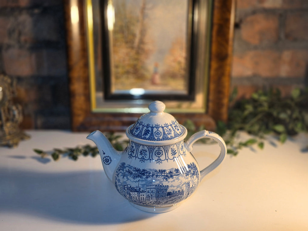 Windsor Castle Staffordshire England 1977 Silver Jubilee Blue and White Teapot