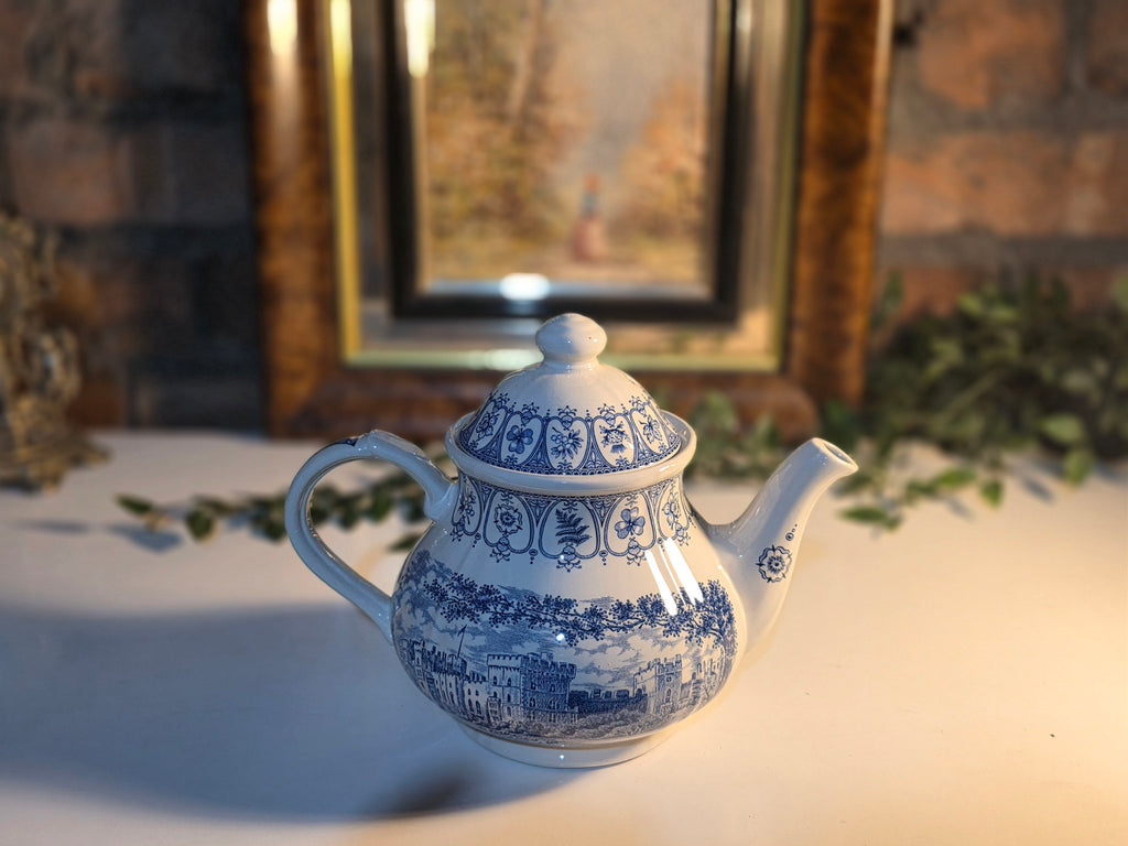 Windsor Castle Staffordshire England 1977 Silver Jubilee Blue and White Teapot